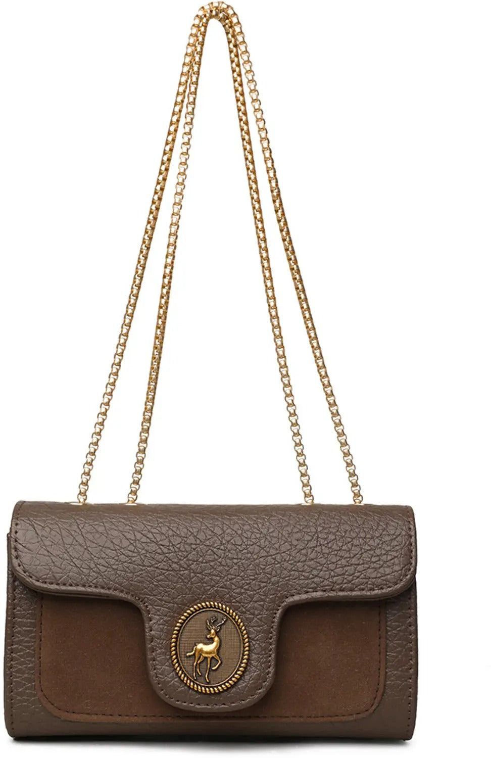 Vintage Brown Chain Sling Bag — Classic Mini Shoulder Purse