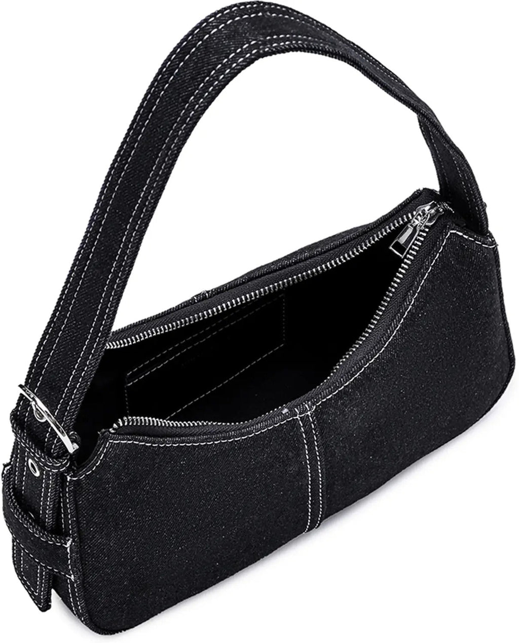 Black Denim Chain Shoulder Bag — Chic Everyday Statement Purse