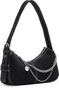 Black Denim Chain Shoulder Bag — Chic Everyday Statement Purse