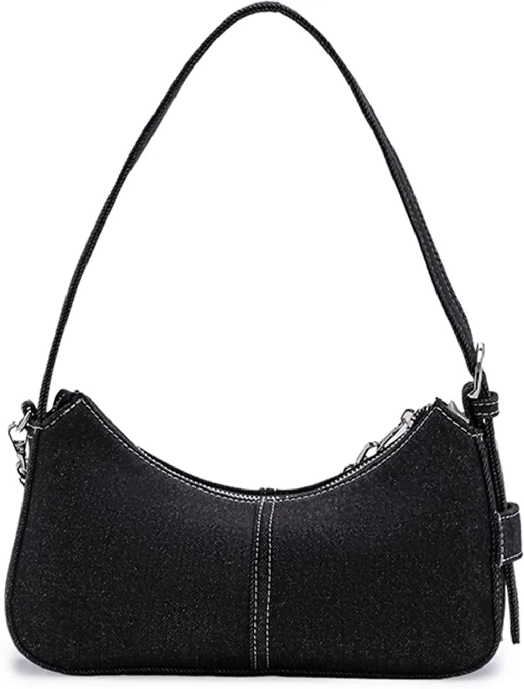 Black Denim Chain Shoulder Bag — Chic Everyday Statement Purse